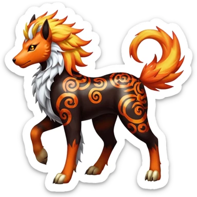 Shiny Exotic Gothic Rapidash-Houndoom-Arcanine-Pokémon-Fakémon-hybrid-creature sticker