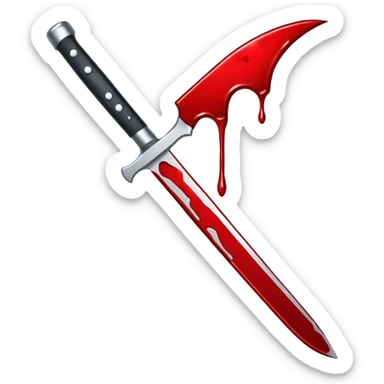 A blood dripping knife pointed to the left, in the style of your bleeding skull art sticker