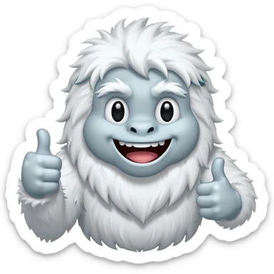 yeti thumbs up, smiling, winking sticker