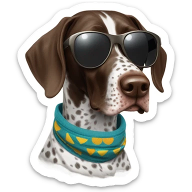 German shorthair pointer Dog with sunglasses on sticker