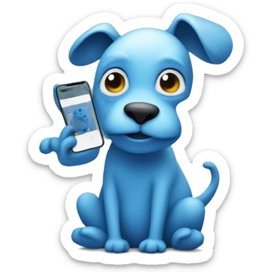 blue animal scrolling on phone  sticker