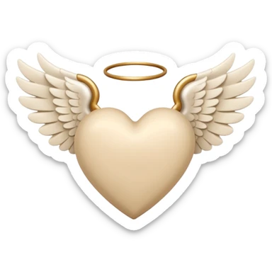 beige heart with white angel wings sticker