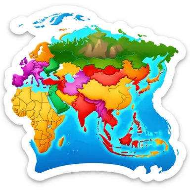 asia map sticker