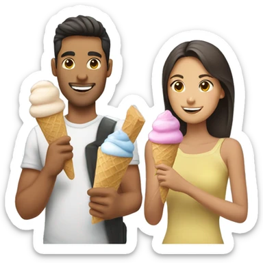 Argentine guy and Filipina girl couple eating ice cream bars sticker