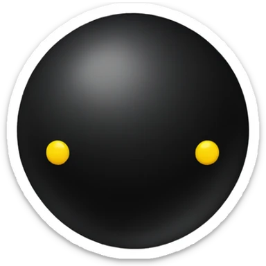 dark black rubber ball with only two yellow dots sticker