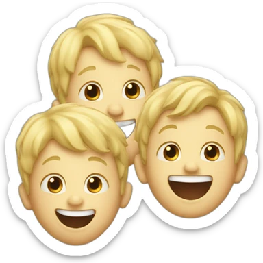 three laughing blond boys sticker