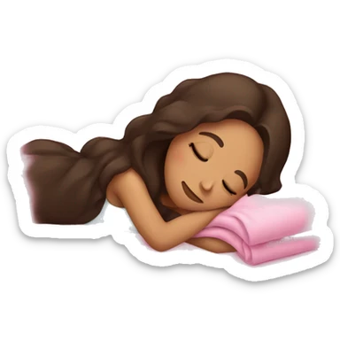 Brunette girl sleeping on side with pink blanket sticker