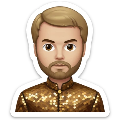 Paul Verlaine with dark blonde hair, bronze sequin outfit  sticker