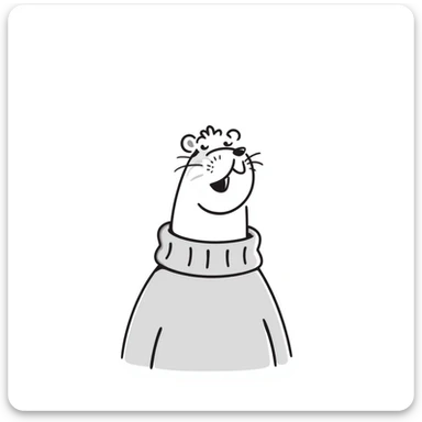 capybara smiling wearing a light grey sweater sticker