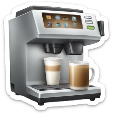 Coffee machine with a mug of coffee and milk  sticker