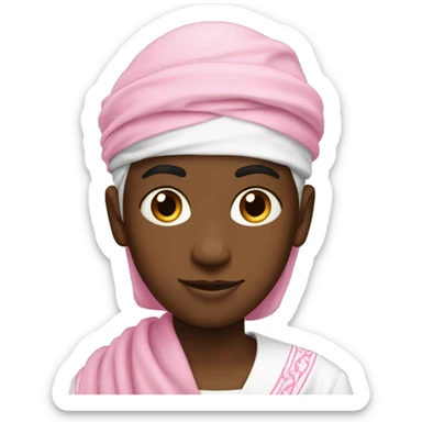 a young black boy sheik with pink habib sticker
