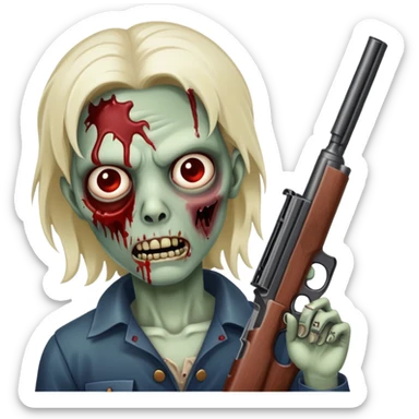 An Zombie With Gore And Blood And That has an shotgun in his hand sticker
