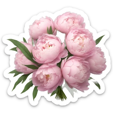 a large bouquet of soft pink peonies in full height sticker