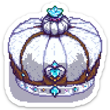 8-bit pixel art royal crown, silver, with jewels sticker