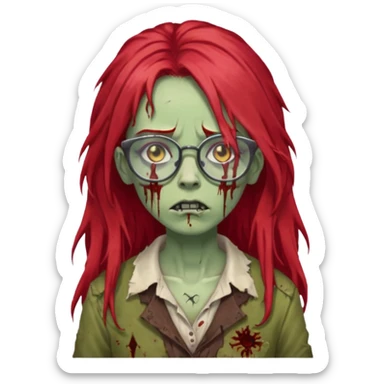 crowned woman zombie with glasses and red hair  sticker