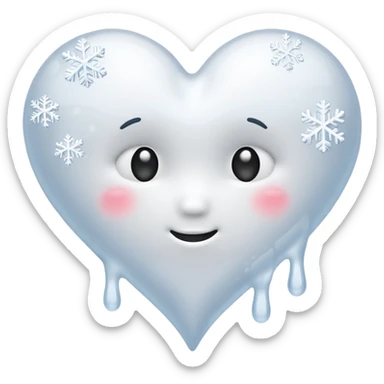snow heart that's melting sticker