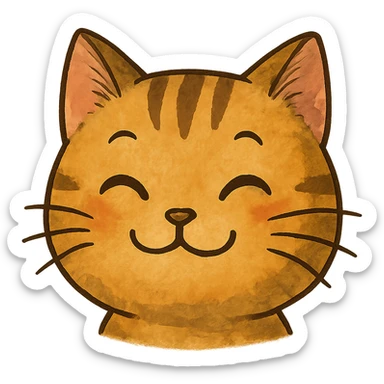 A cute cat emoji in the style of Ghibli. sticker