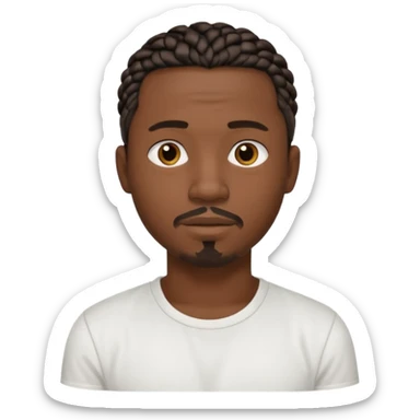 Hazme un emoji de un hombre negro con trenzas cortas, camiseta blanca y una pequeña perilla sin bigote sticker