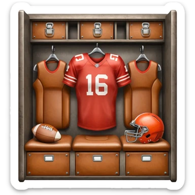 luxury leather seat with football gear in a locker room sticker