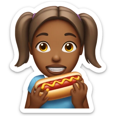 Girl eating a hotdog sticker
