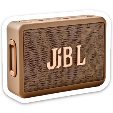 Desert camouflage JBL Go 4 speaker, tan and brown pattern, minimal design, simple form factor, portable audio device sticker