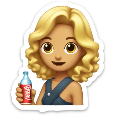 Chica morena con cabello rizado tomando un refresco  sticker