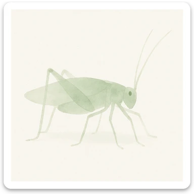 watercolor painting of katydid, soft green tones and delicate brushwork sticker