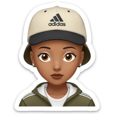 Shaved head girl wearing SnapBack  wearing sambas ti sticker