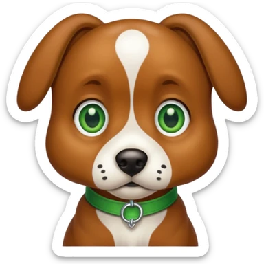 Brown dog with big green eyes and white spots on chest  sticker