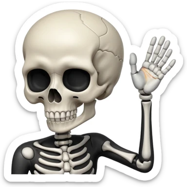 skull emoji with a hand patting its head sticker