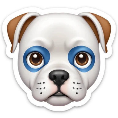 White boxer face with (brown and blue) eyes sticker