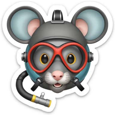 a mouse head with scuba gear (scuba mask and snorkel) sticker