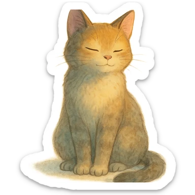 cat sitting, dreamy lighting, soft painterly textures, whimsical and peaceful, no background sticker