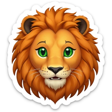 Orange liom with black mane, green eyes and a scar over his left eye, grinning forward sticker