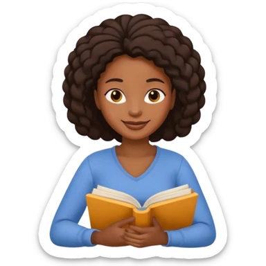 black woman reading a book sticker