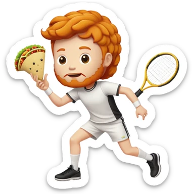 Ginger person with a taco shape head, playing tennis  sticker