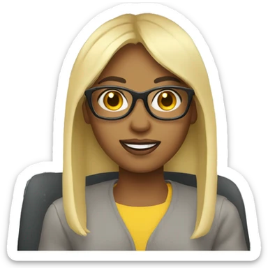 girl driving blonde glasses sticker
