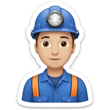 Technician + headlamp + blue jumpsuit, Repair Crew. sticker