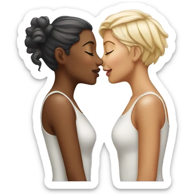 Two women leaning in for a kiss they need to have different colored hair sticker