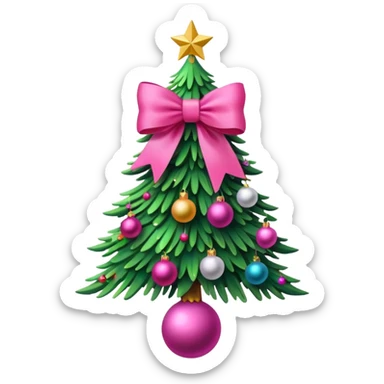 christmas tree with pink bow sticker