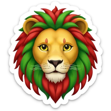 tete de lion couleur rasta vert jaune rouge sticker