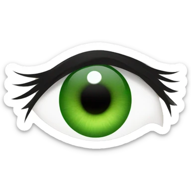 a green eye with big wispy lashes sticker