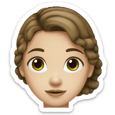 Girl with brown hair and white skin with dark green eyes sticker