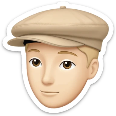 Beige Kangol flat cap hat, classic 504 style, light tan color, simple clean design sticker