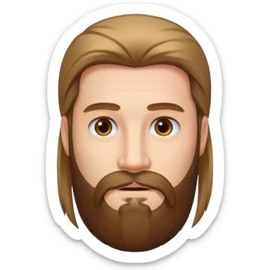 man with very long straight hair and beard no mustache sticker