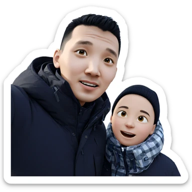 two boys outdoors in winter sticker