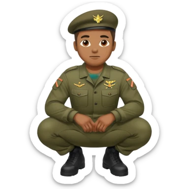 A black man squatting wearing army attire sticker