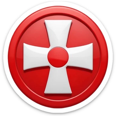 Red circular cross icon, white X(wrong) symbol in center, glossy 3D button style, smooth surface, soft shadow, minimal design, centered composition, high resolution sticker