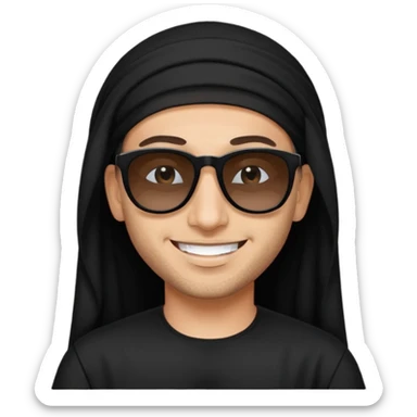 Un árabe con tu ropa negra y con gafas de sol negras que sonria sticker