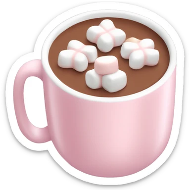 Light Pink mug of hot chocolate with marshmallows  sticker